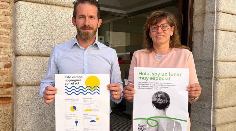 Campaña sobre los riesgos asociados a la exposición solar de la Asociación Española Contra el Cáncer y el Ayuntamiento de Toledo.