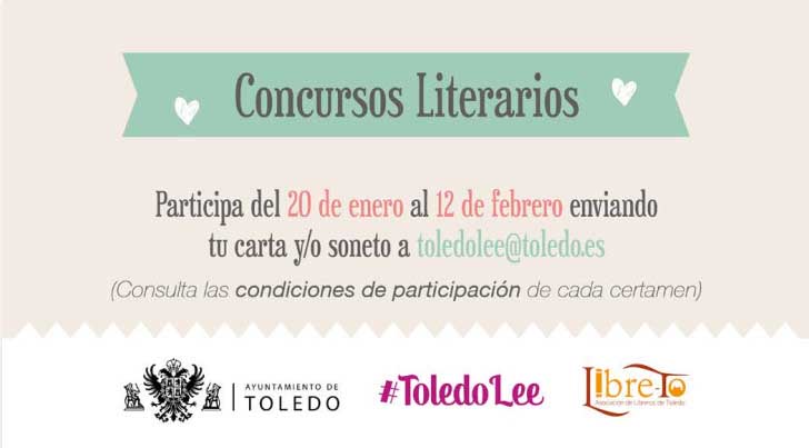 Toledo convoca el III certamen de Cartas de Amor y Sonetos Literarios, enmarcados dentro del programa municipal ‘Toledo Lee’, de apoyo al libro, la escritura y la lectura.