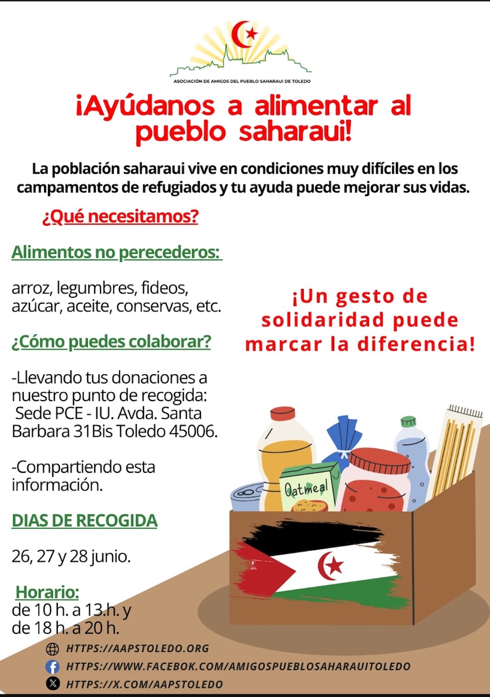Campaña de recogida de alimentos para los refugiados saharauis