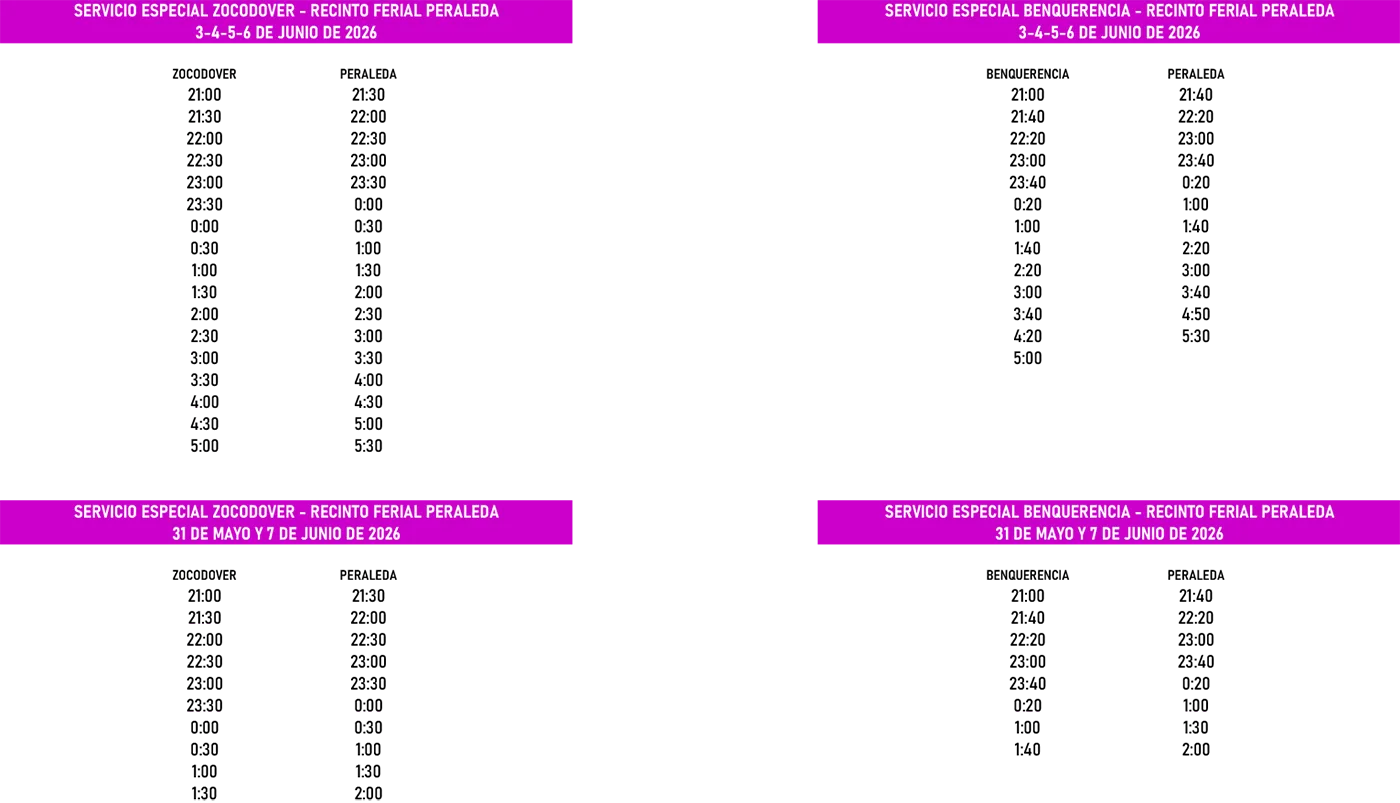Horarios servicios especiales Corpus 2026